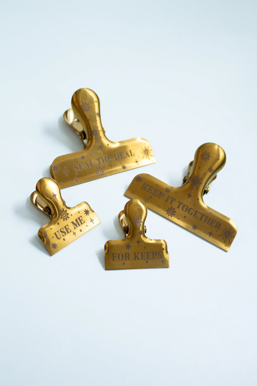 Yvonne Ellen Gold Finished Engraved Bag Clips