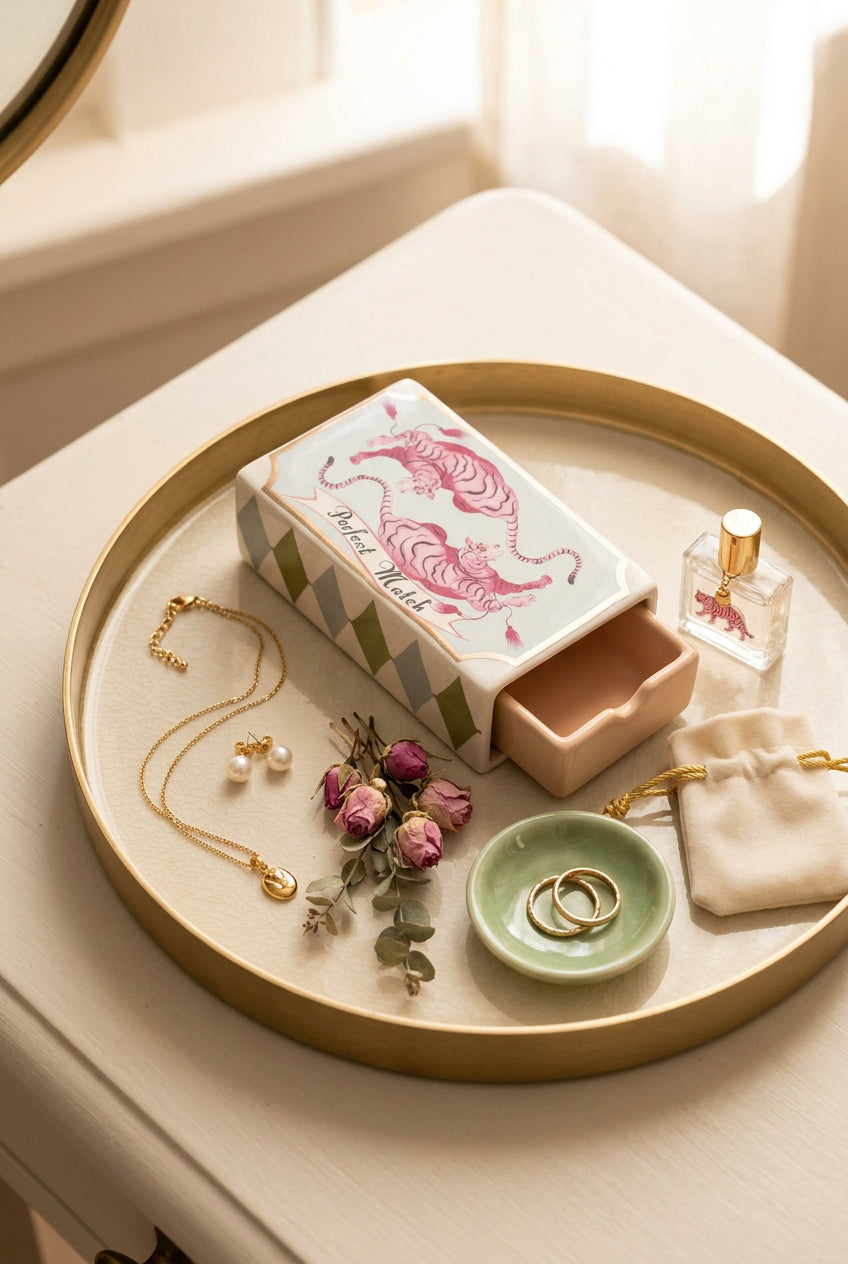 Yvonne Ellen Tiger Matchbox Trinket Box