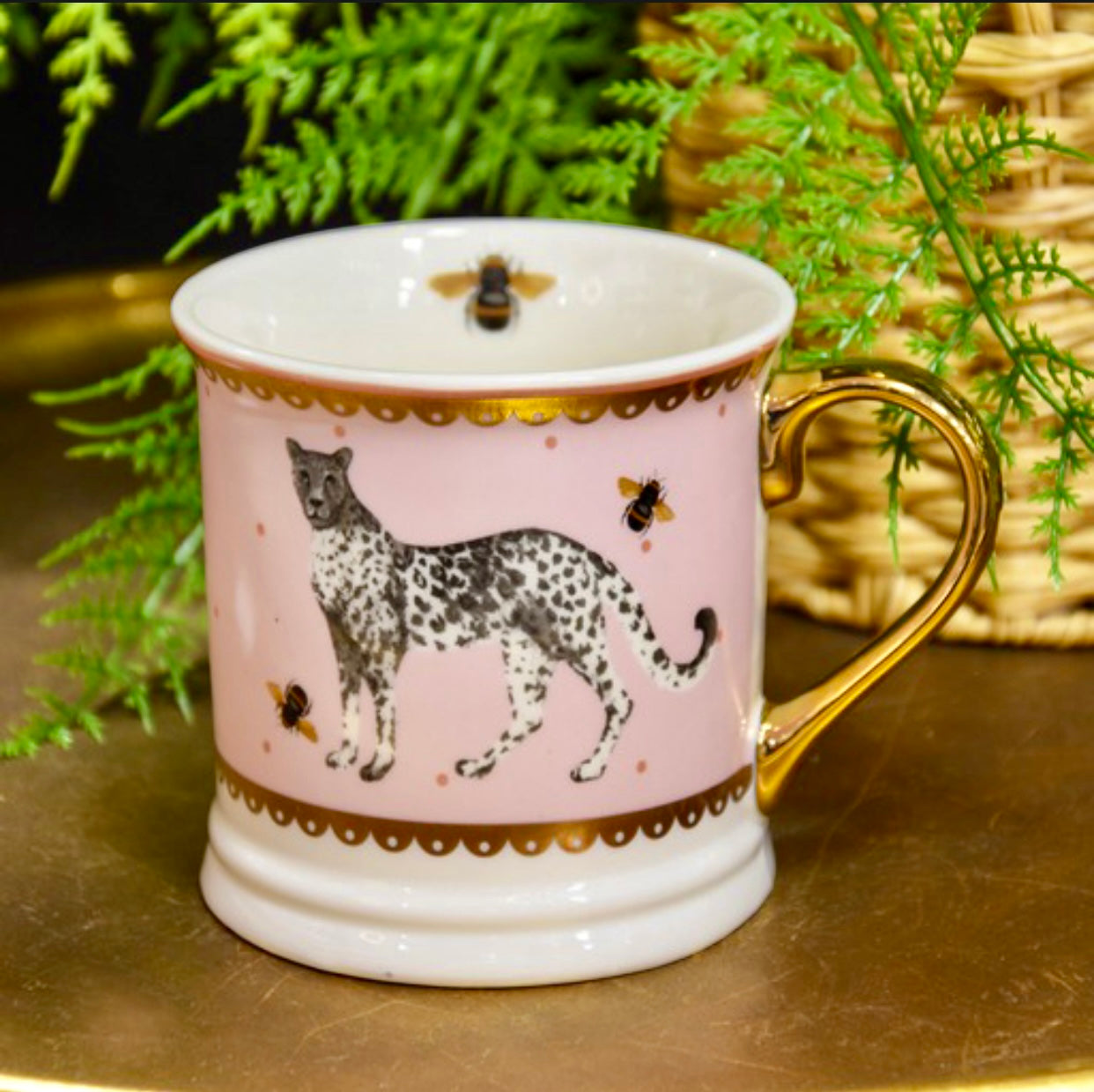 Wild Garden Tankard Porcelain Mug, Cheetah