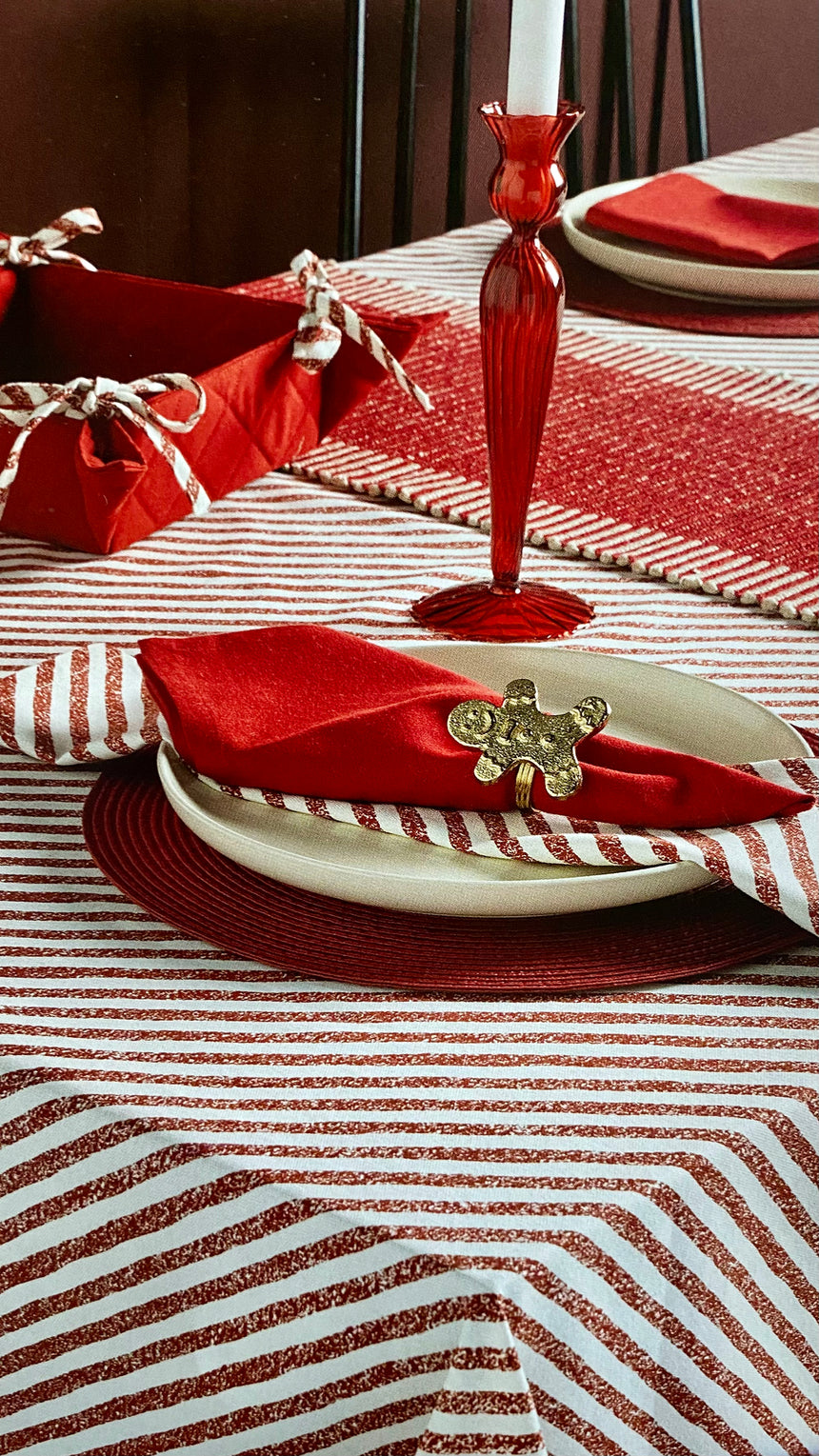 Walton & Co Candy Cane Tablecloth, Red