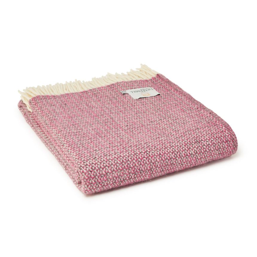 Tweedmill Illusion Pure New Wool Throw, Pink & Grey