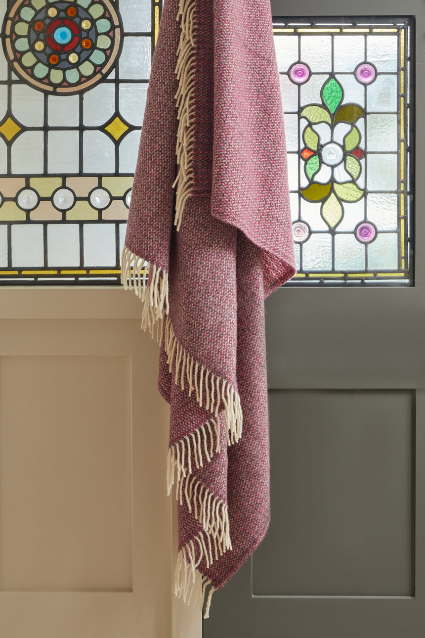 Tweedmill Illusion Pure New Wool Throw, Pink & Grey