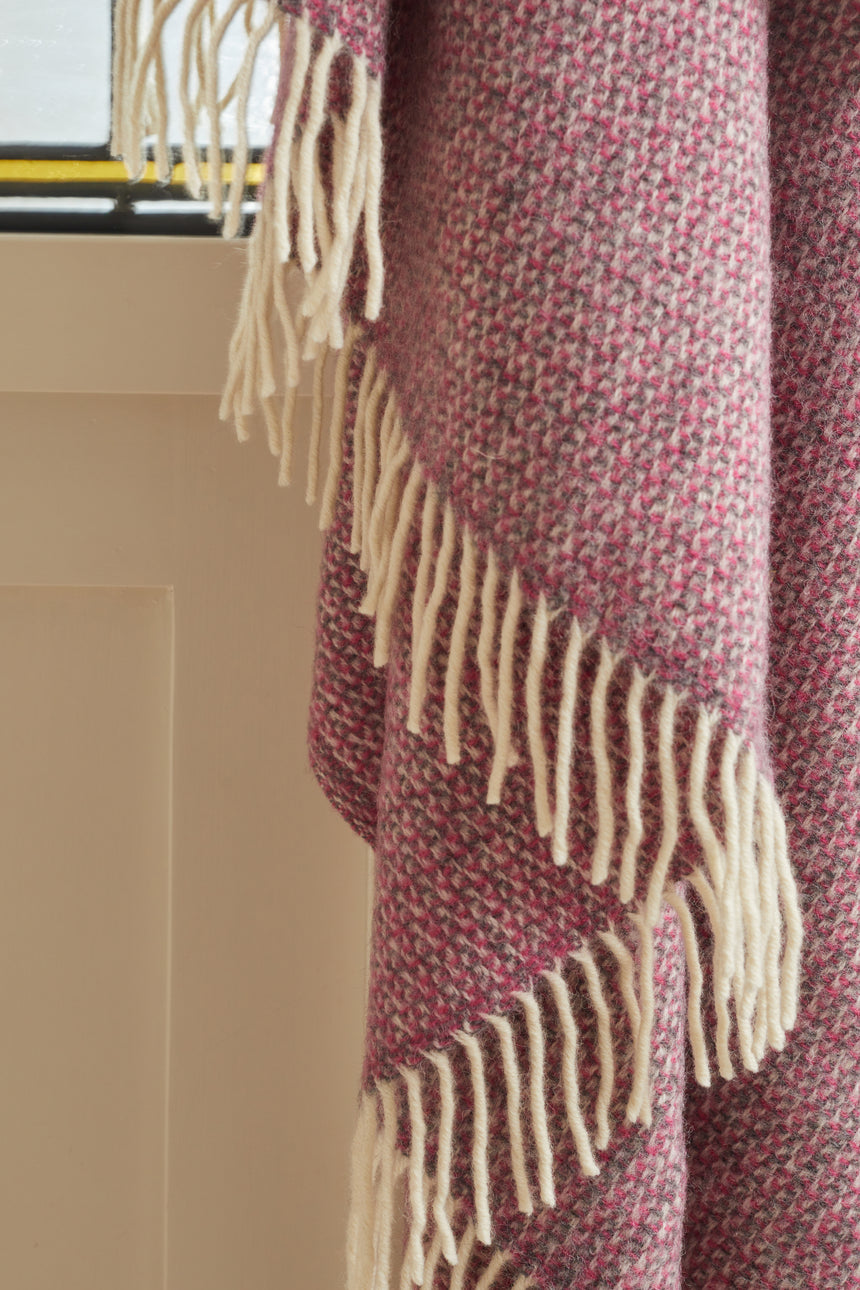 Tweedmill Illusion Pure New Wool Throw, Pink & Grey