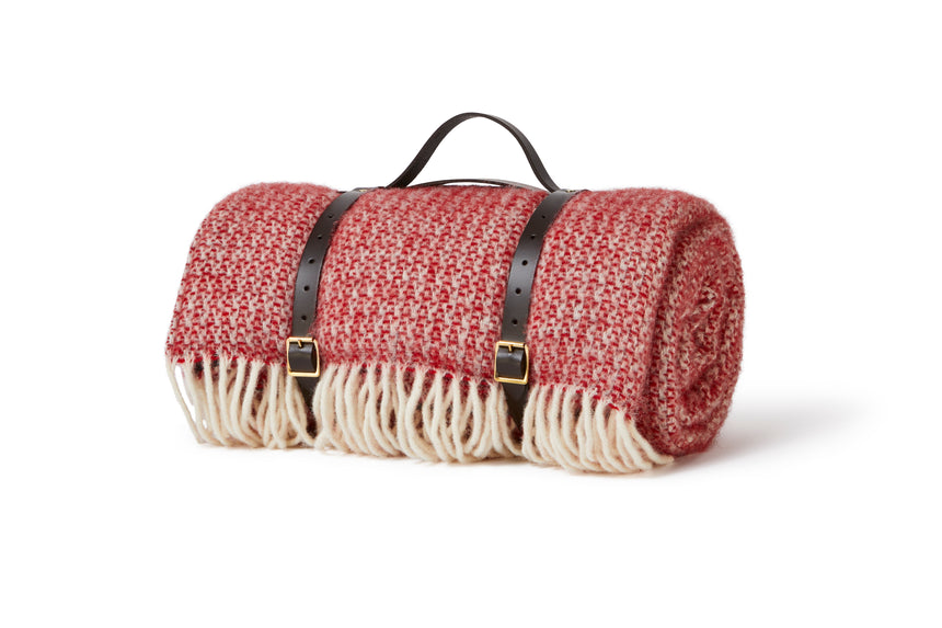 Tweedmill Polo Picnic Rug, lllusion Red & Silver