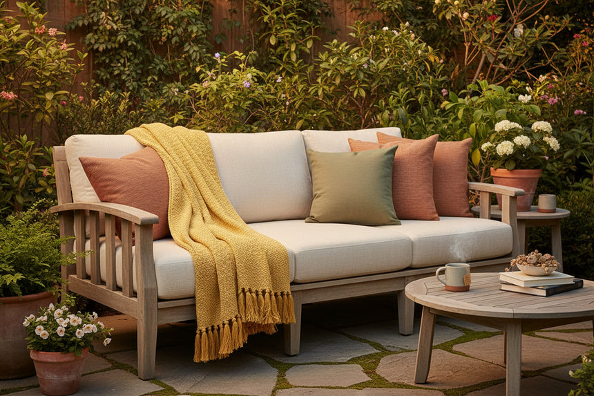 Walton & Co Carnival Recycled Cotton Throw, Yellow