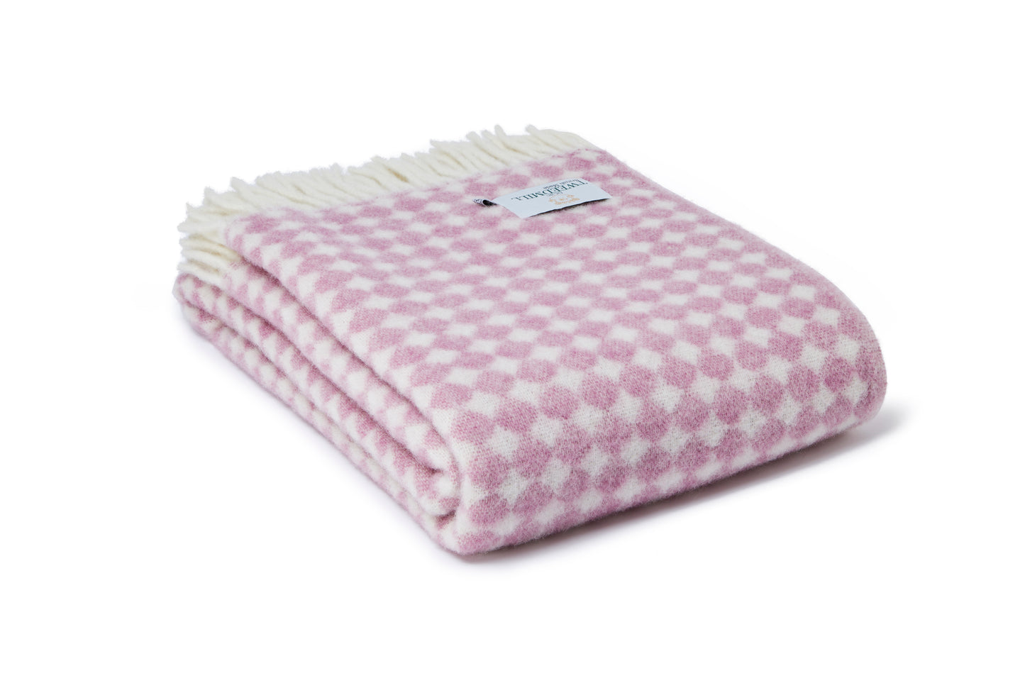 Tweedmill Jacquard Spot Pure New Wool Reversible Throw, Mulberry