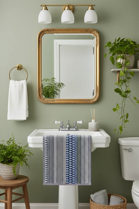 Rectangular towel  with geometric pattern on a white background