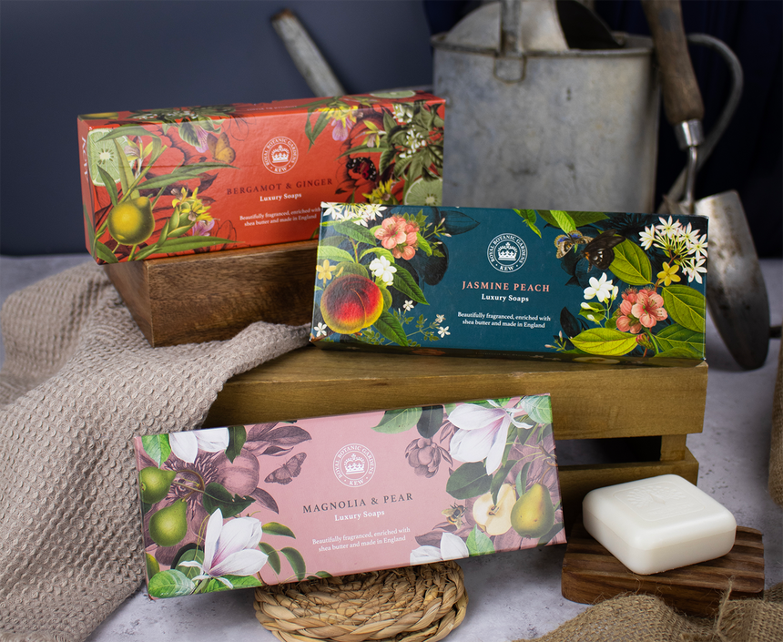 The English Soap Company Kew Gardens, Jasmine Peach Triple Soap Gift Box
