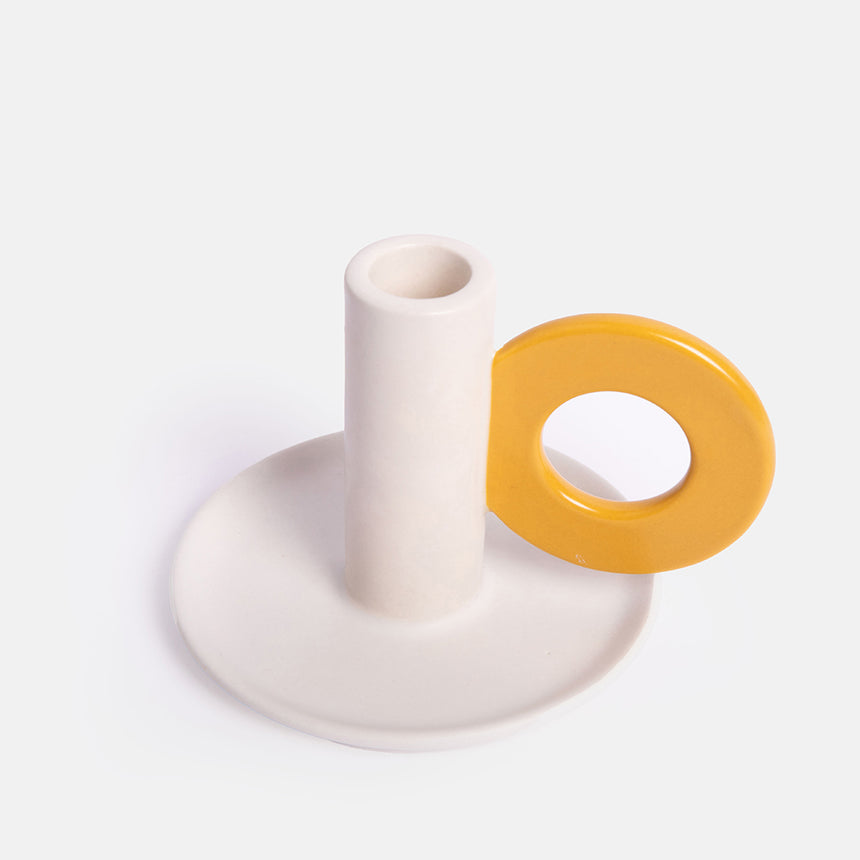 Caroline Gardner Cream & Mustard Candle Holder