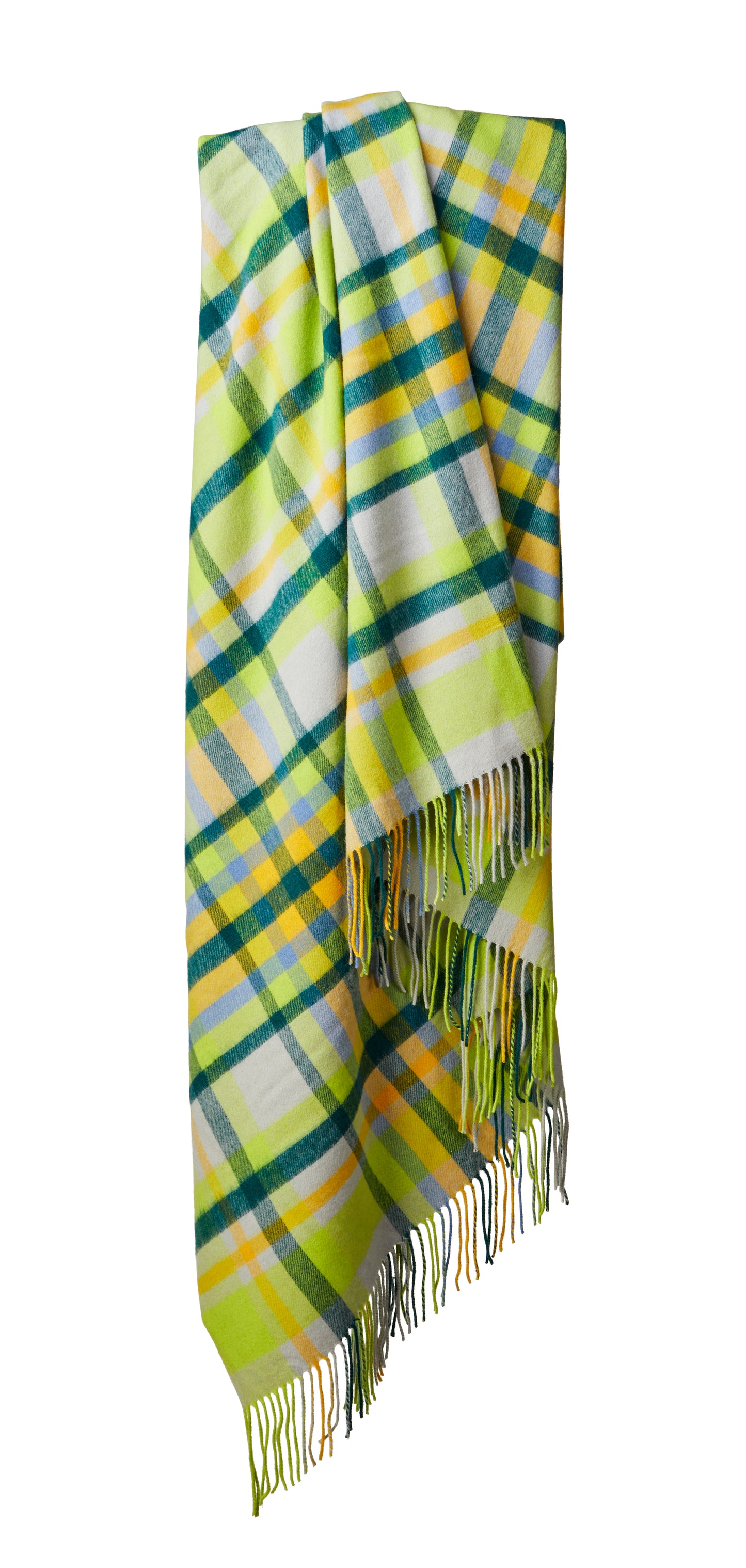 Tweedmill Lambswool Throw, Bright Check, Citrus