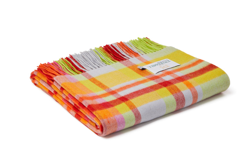 Tweedmill Lambswool Throw, Bright Check, Jolly