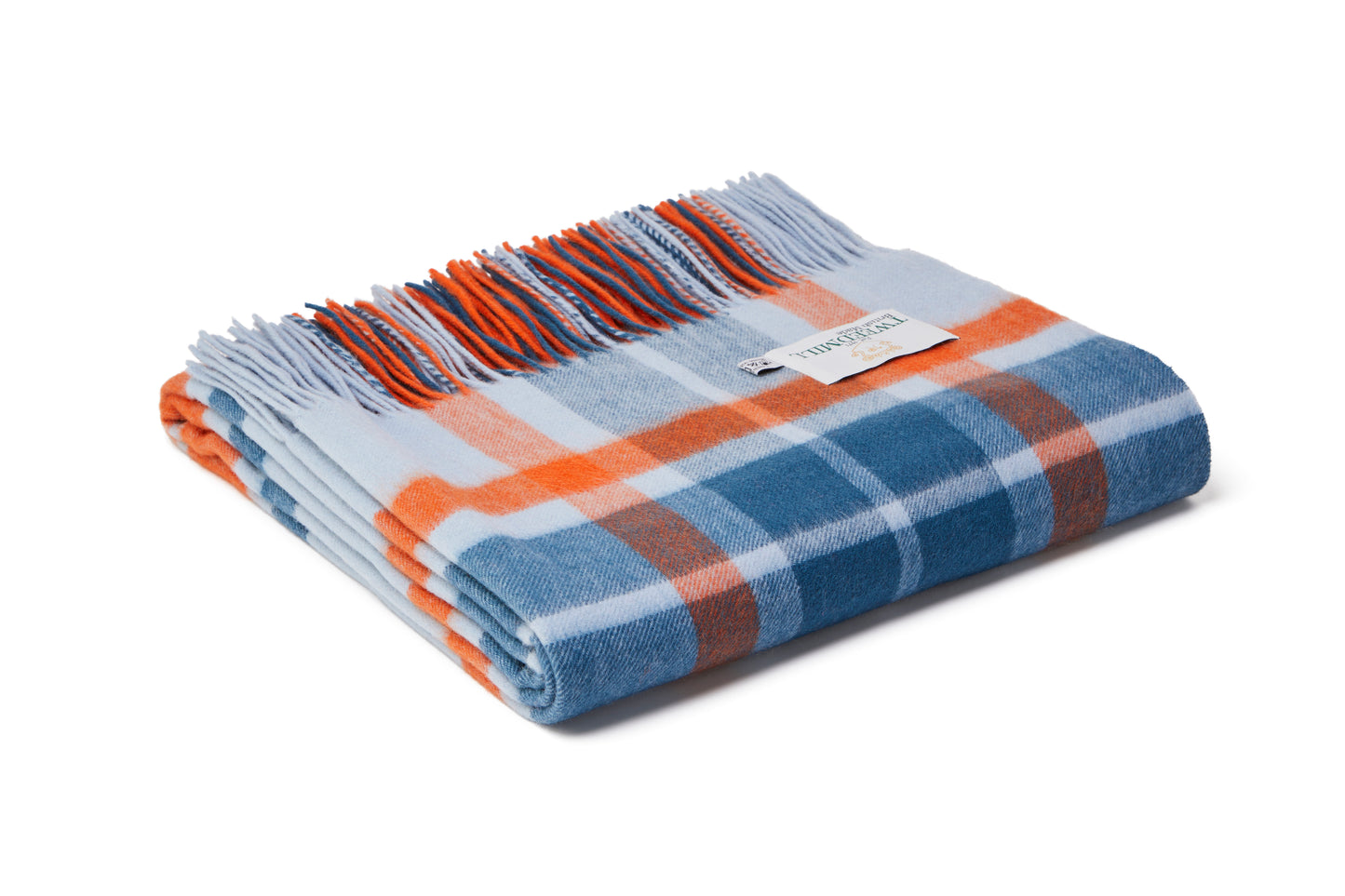 Tweedmill Lambswool Throw, Bright Check, Santorini