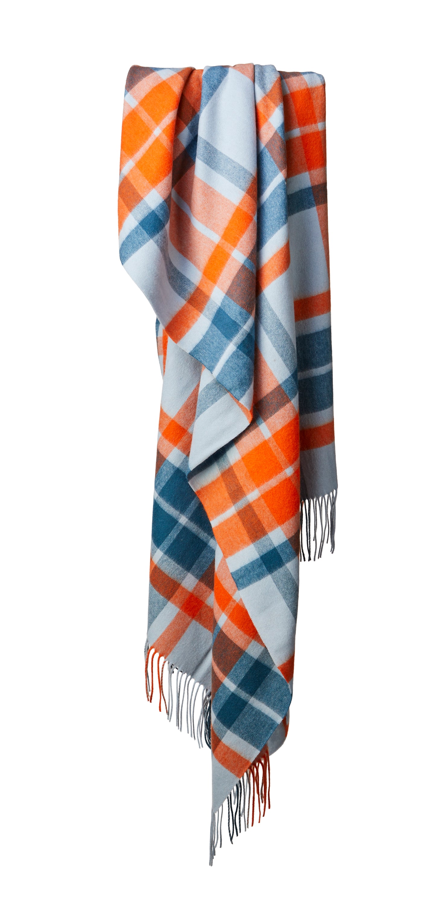 Tweedmill Lambswool Throw, Bright Check, Santorini