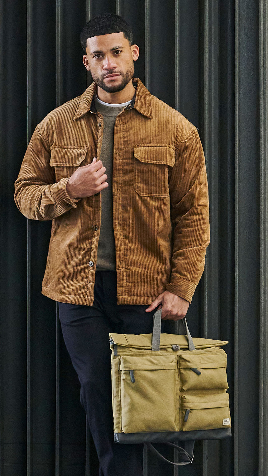 Roka London Blackfriars Messenger Bag, Khaki ( Recycled Canvas)