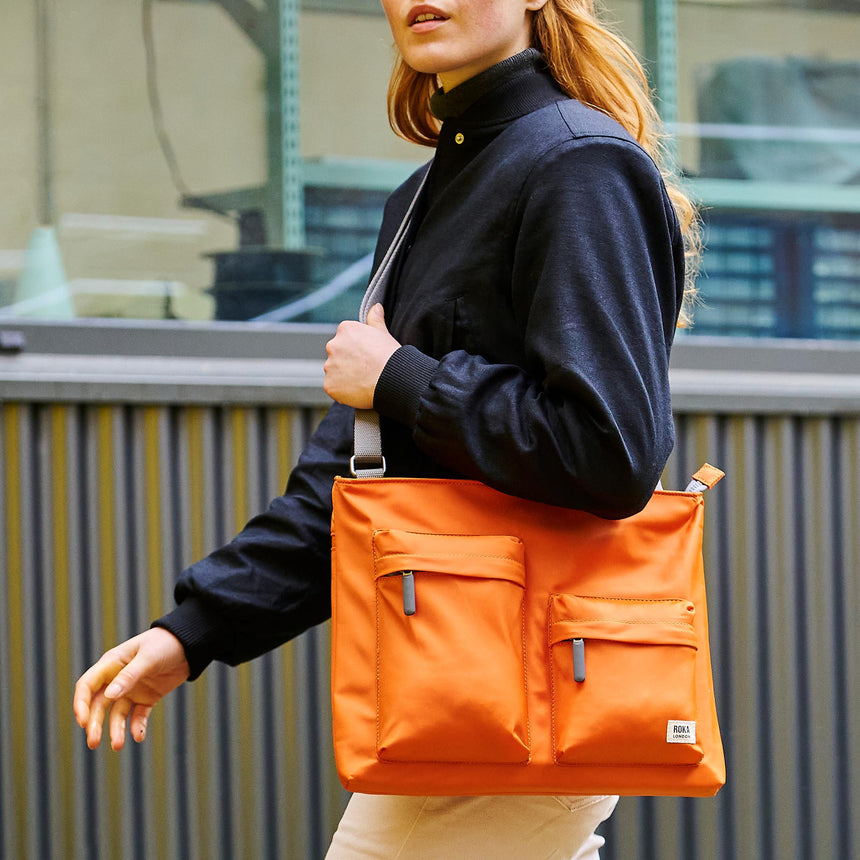 Roka London Moorgate M Tote Bag, Burnt orange  (Recycled Nylon )