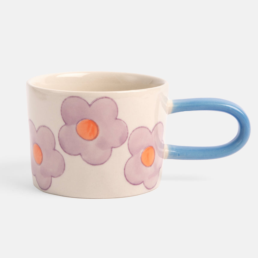 Caroline Gardner Ceramic Mug, Purple Daisies