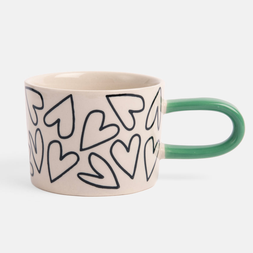 Caroline Gardner Ceramic Mug, Mono Hearts