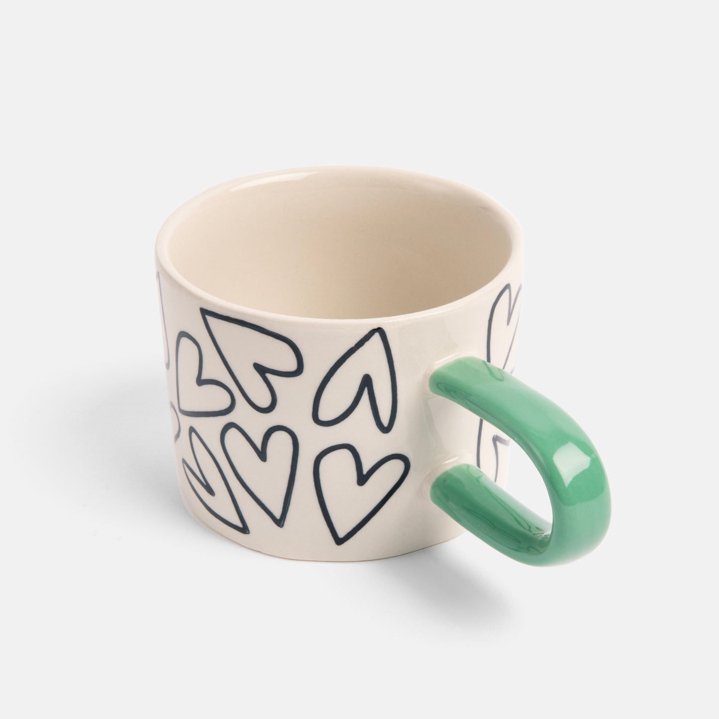 Caroline Gardner Ceramic Mug, Mono Hearts