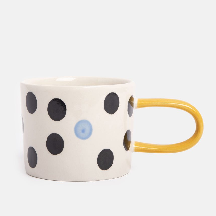 Caroline Gardner Ceramic Mug, Blue Accent Dot