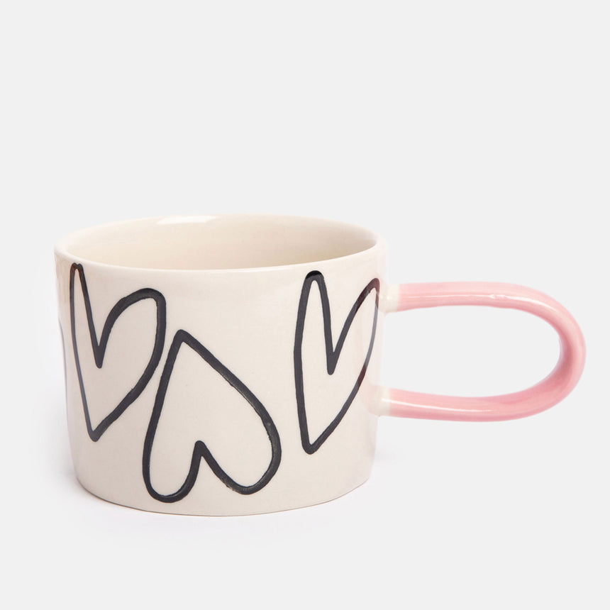 Caroline Gardner Ceramic Mug, Mono Hearts