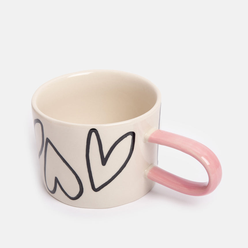 Caroline Gardner Ceramic Mug, Mono Hearts