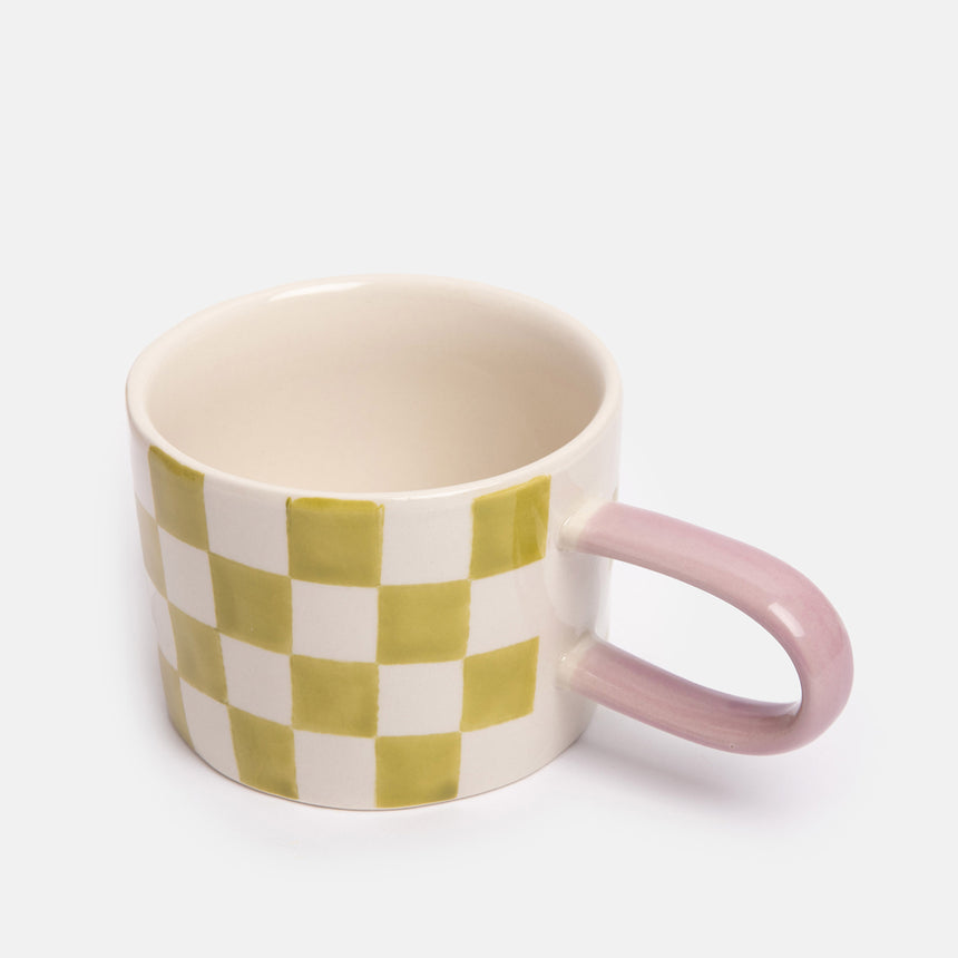 Caroline Gardner Ceramic Mug, Green Checks