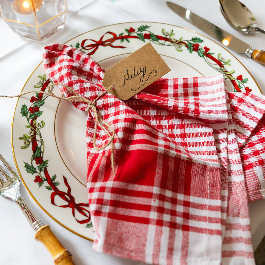 Bon Appetit Cotton Gingham Napkins, Red  (Set Of 4)
