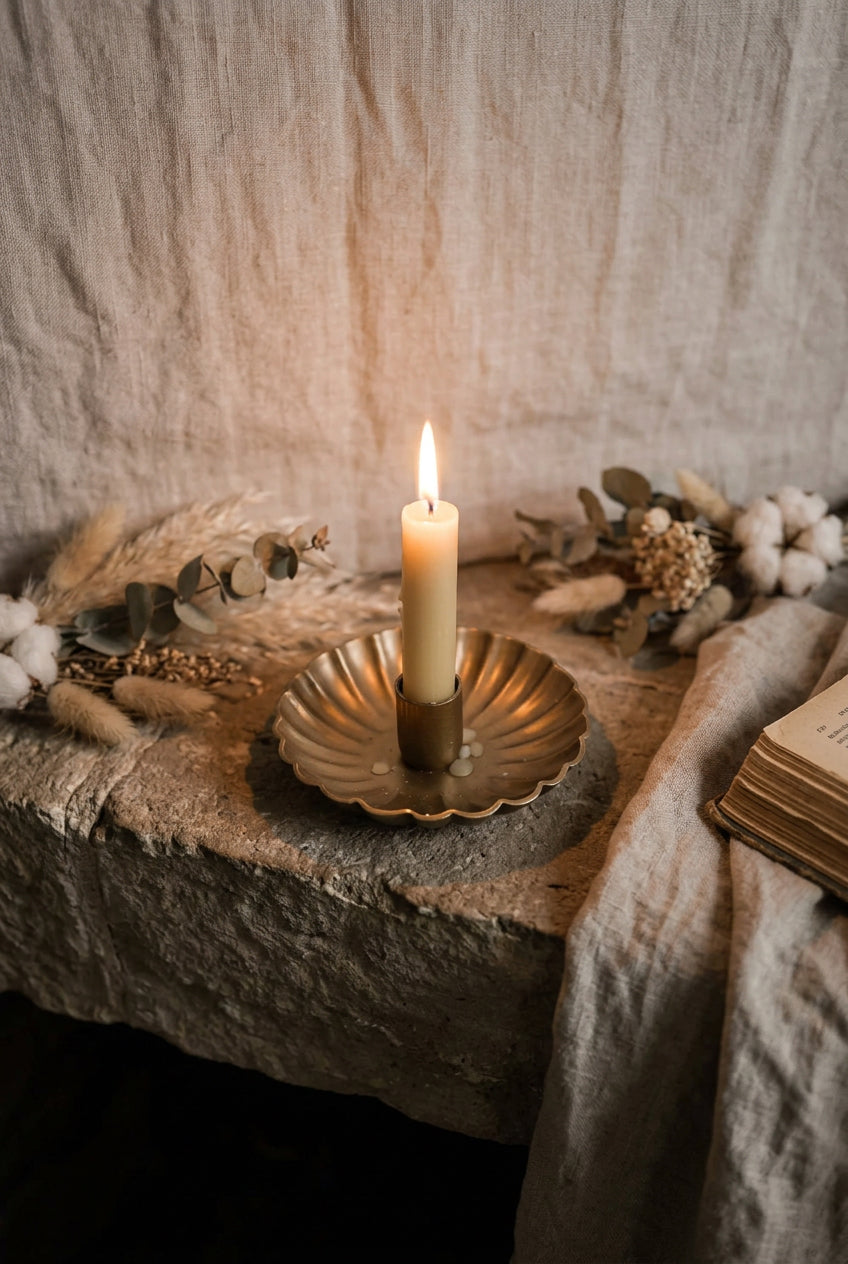 Morgan Wright Scalloped Metal Candle Holder