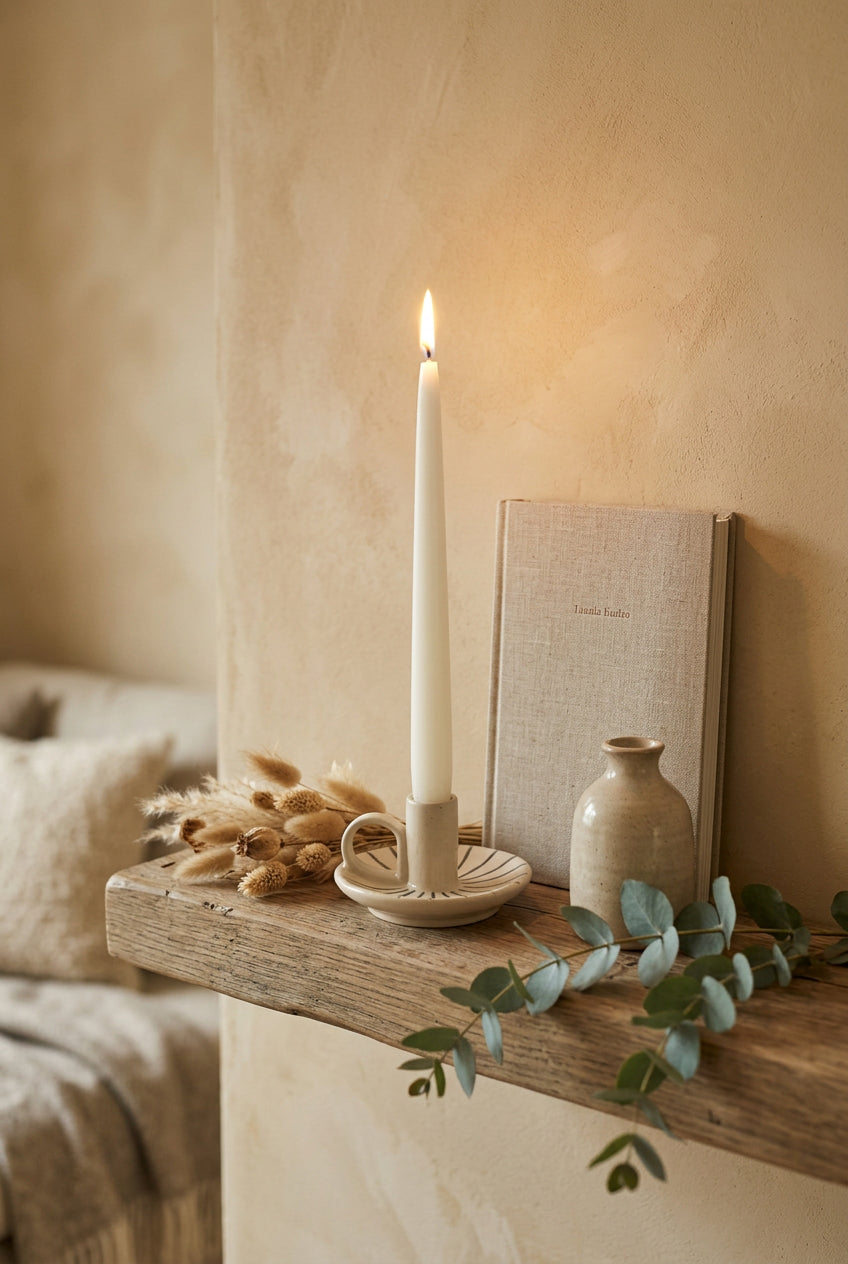 Morgan Wright Wee Willy Winkee  Ceramic Candle Holder, Pebble pinstripe