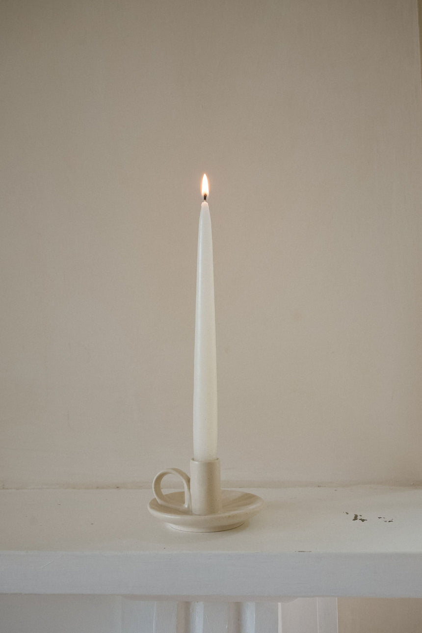 Morgan Wright Wee Willy Winkee  Ceramic Candle Holder, Cream Ridged