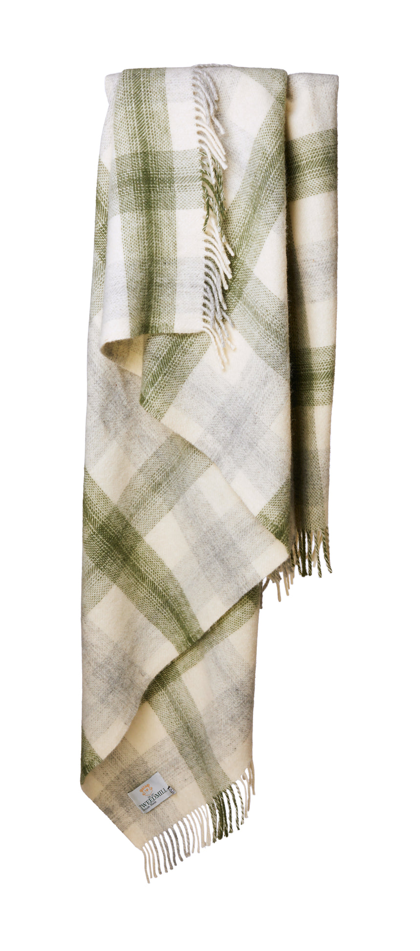 Tweedmill Meadow Check Pure New Wool Throw, Olive