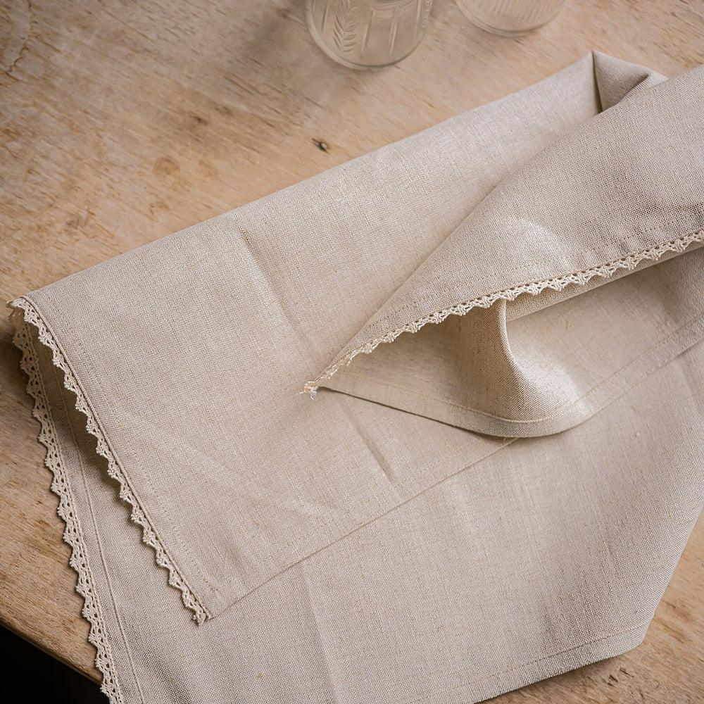 Morgan Wright Linen & Lace Napkin, Natural  (Set of 4)
