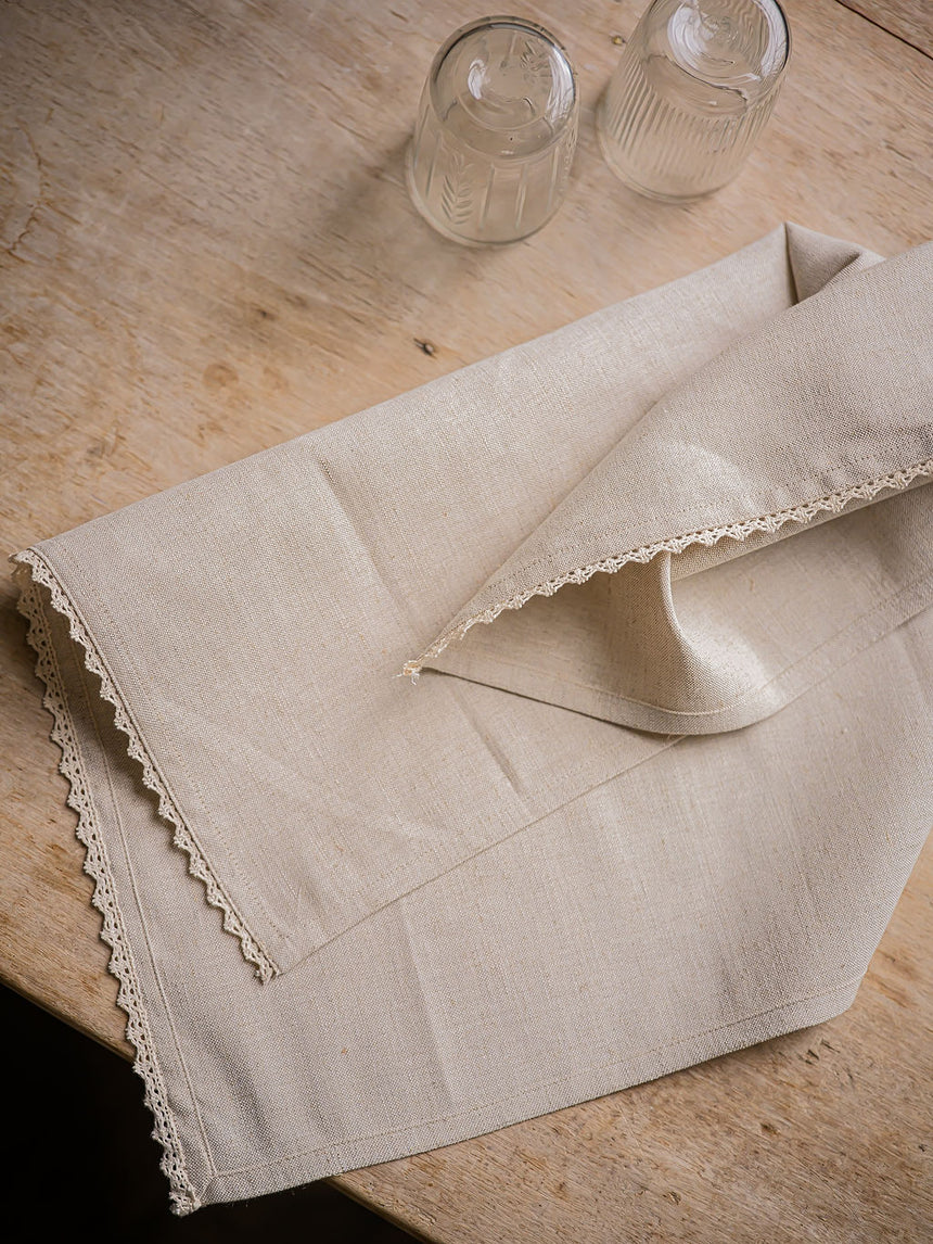 Morgan Wright Linen & Lace Napkin, Natural  (Set of 4)
