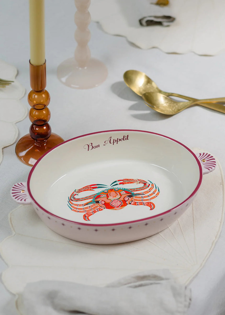 Yvonne Ellen Crab Oval Ceramic  Roaster