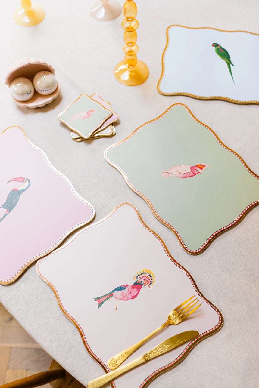 Yvonne Ellen Rectangular Birds Coasters, ( Set Of 4 )