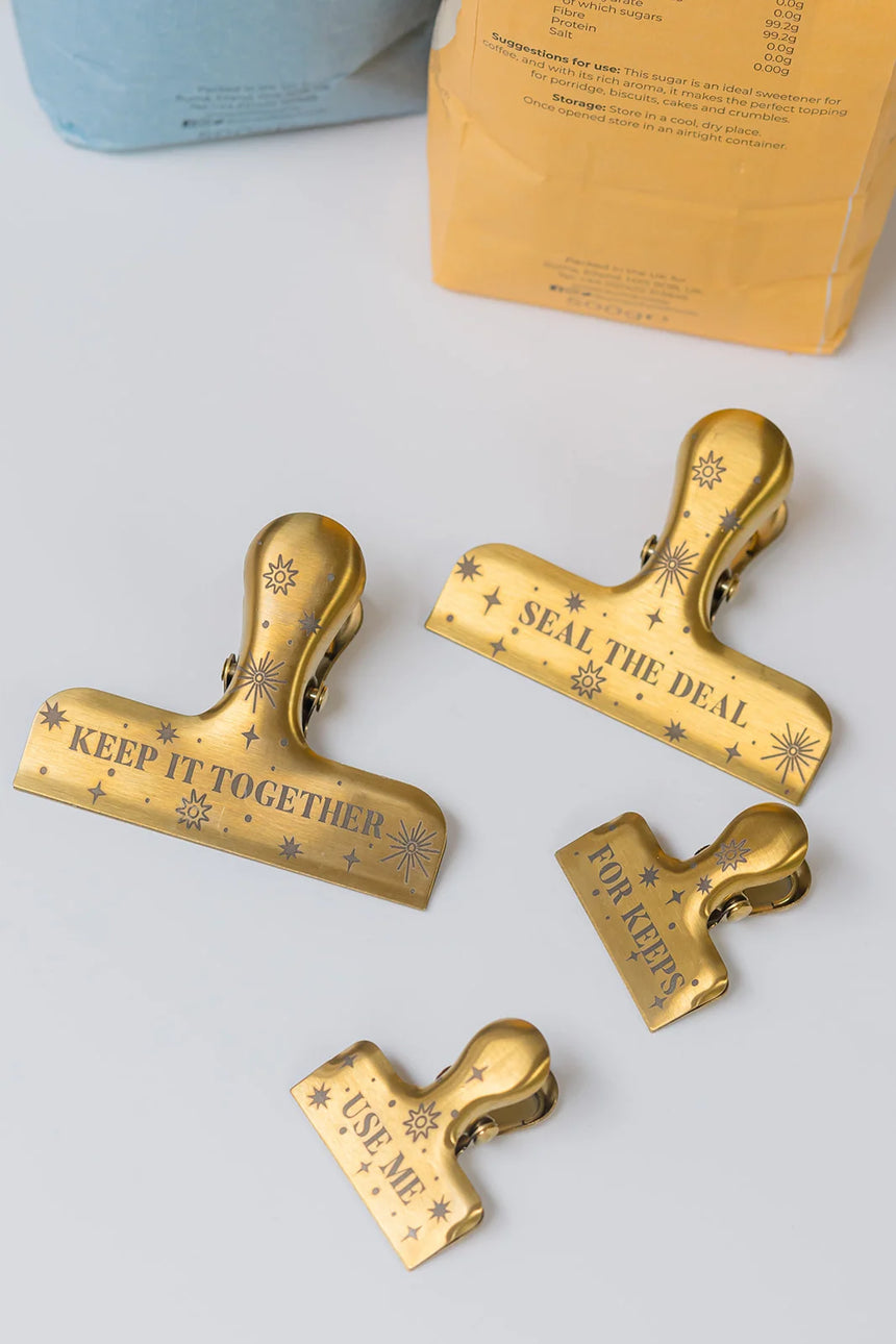 Yvonne Ellen Gold Finished Engraved Bag Clips