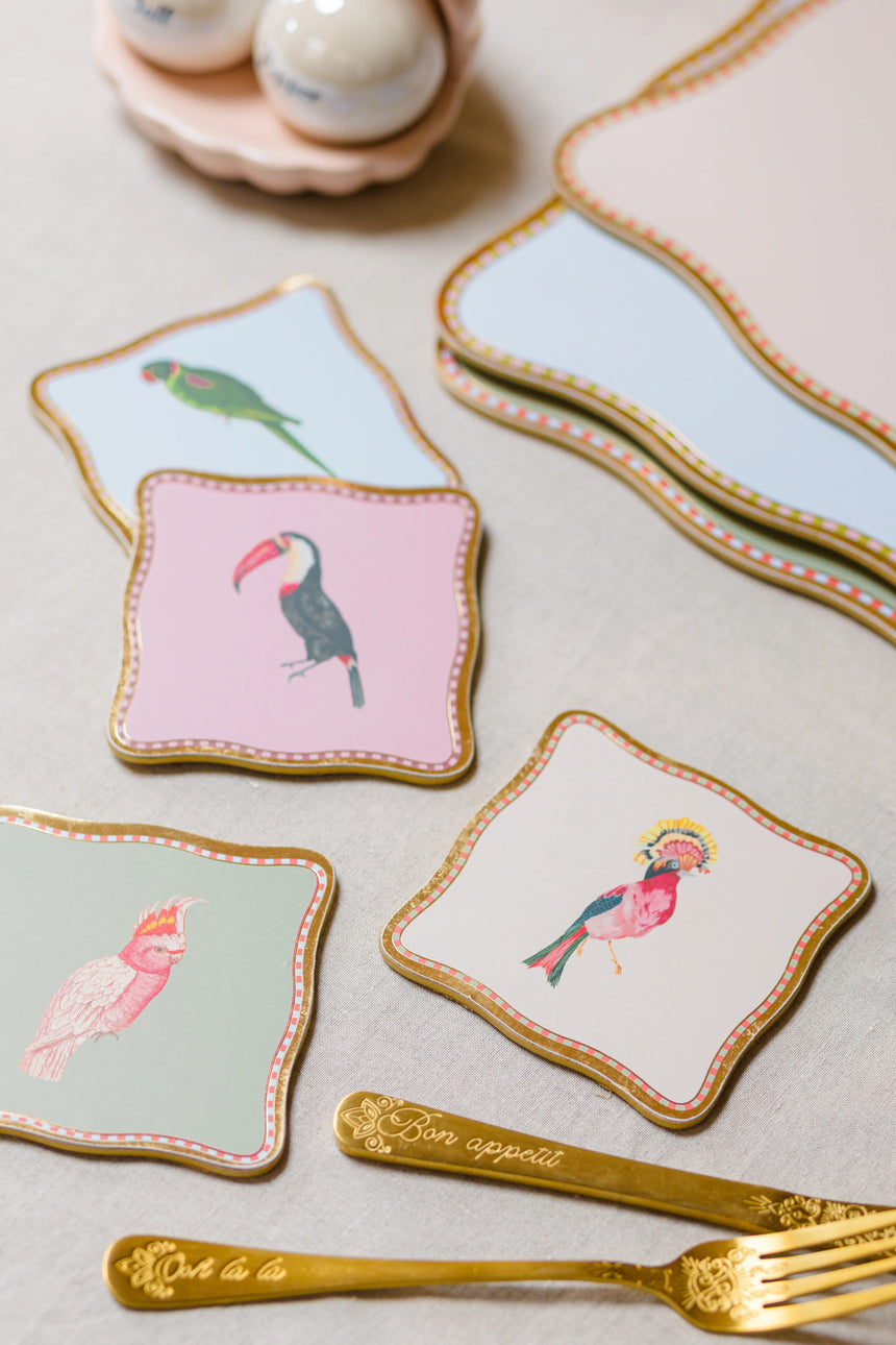 Yvonne Ellen Rectangular Birds Coasters, ( Set Of 4 )
