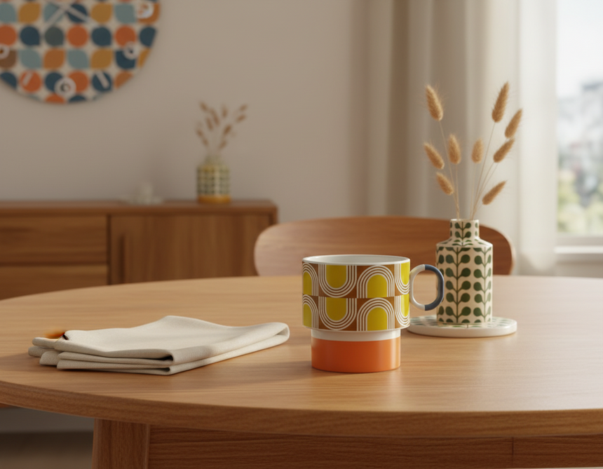 Mug with geometric pattern on a white background
