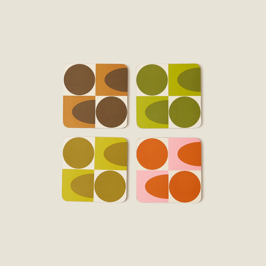 Orla Kiely Spot Square Oval Coasters (Set Of 4 )