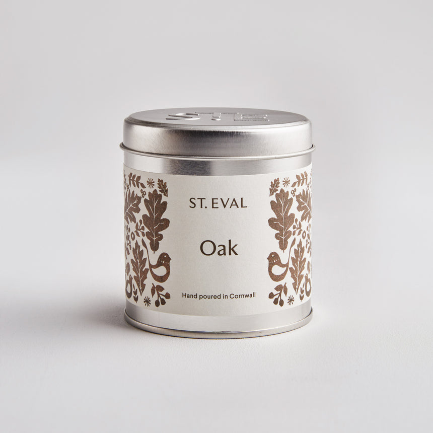 St Eval Oak Scented Tin Candle