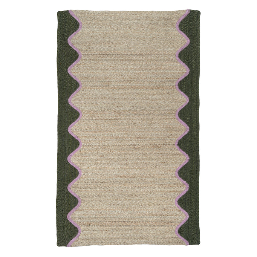 The Braided Rug Company Rectangle Jute Rug, Olive Wave