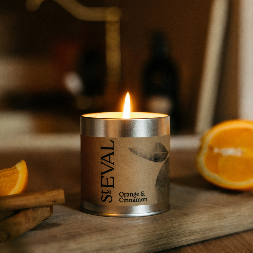 St Eval Orange & Cinnamon Scented Tin Candle