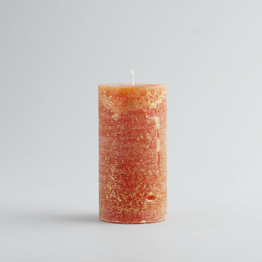 St Eval Gold Marbled Scented Pillar Candle, Orange & Cinnamon