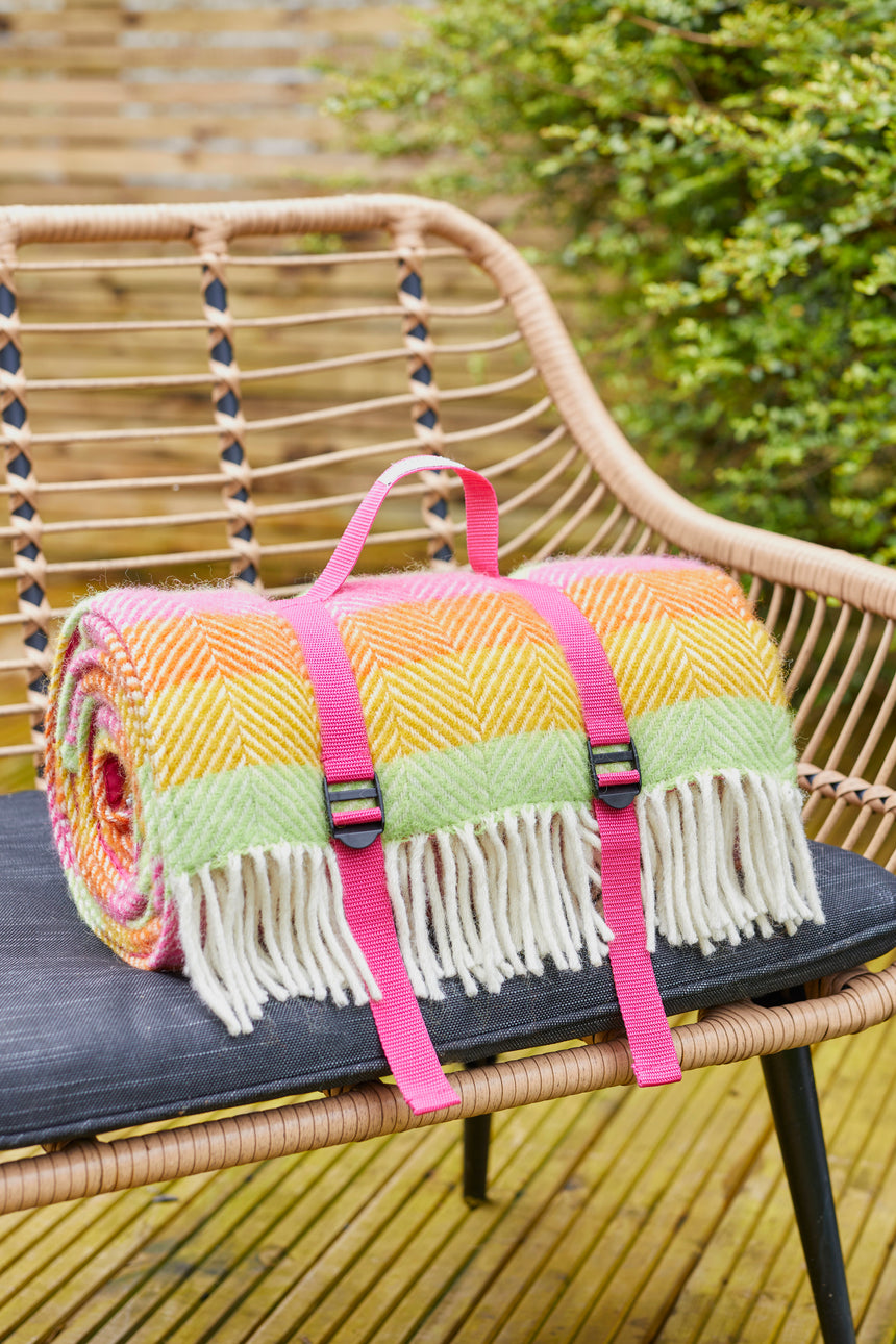 Tweedmill Polo Pure Wool Knitted Picnic Blanket, Refresh Stripes