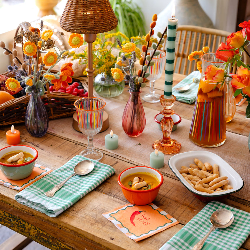 Bon Appetit Cotton Gingham Napkins, Green