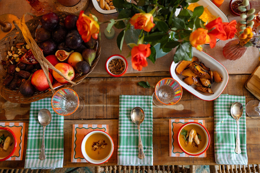 Bon Appetit Cotton Gingham Napkins, Green