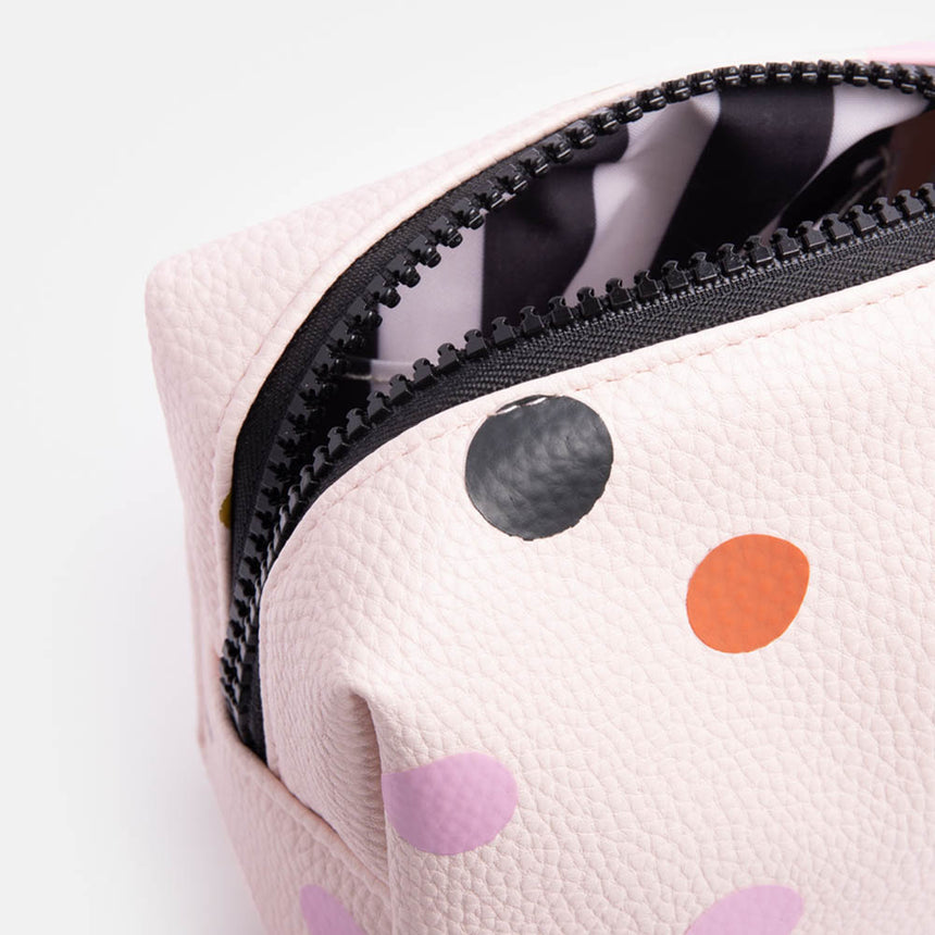 Caroline Gardner Mini Cube Cosmetic Bag, Polka Dots