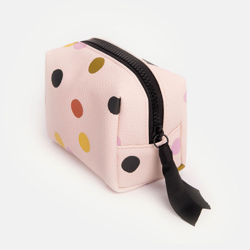 Caroline Gardner Mini Cube Cosmetic Bag, Polka Dots