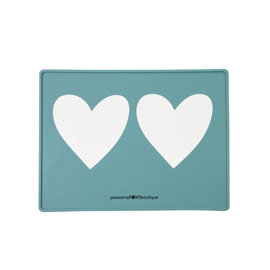 Pawsome Boutique Pet Placemat, Green Hearts