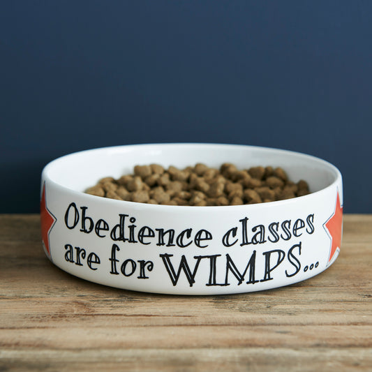 Sweet William Ceramic Dog Bowl, Obedience Classes Are for Wimps